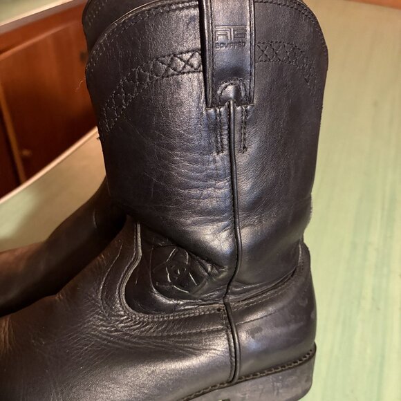 Mens Ariat ATS Heritage Black Leather Roper Western Boots Size 10 W #34101 - Picture 2 of 16